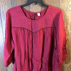 Old navy Embroidered purple/burgundy yoke top